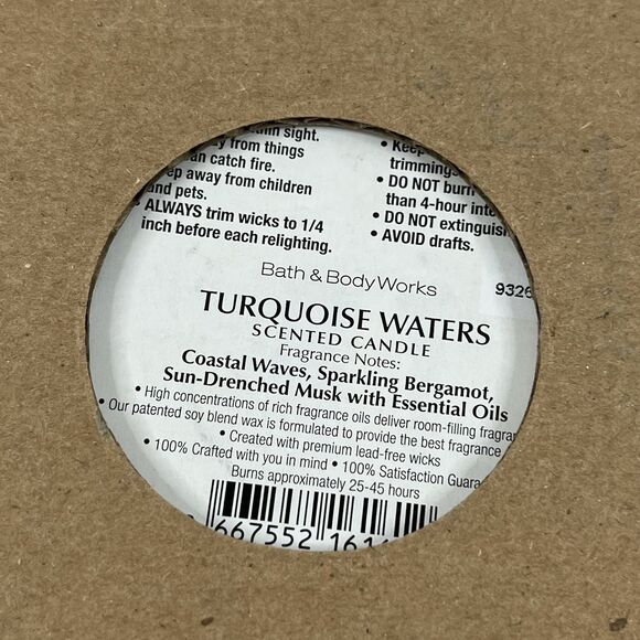 NEW Bath & Body Works 3 Wick Candle 14.5 oz Large Turquoise Waters With Box - Picture 5 of 5